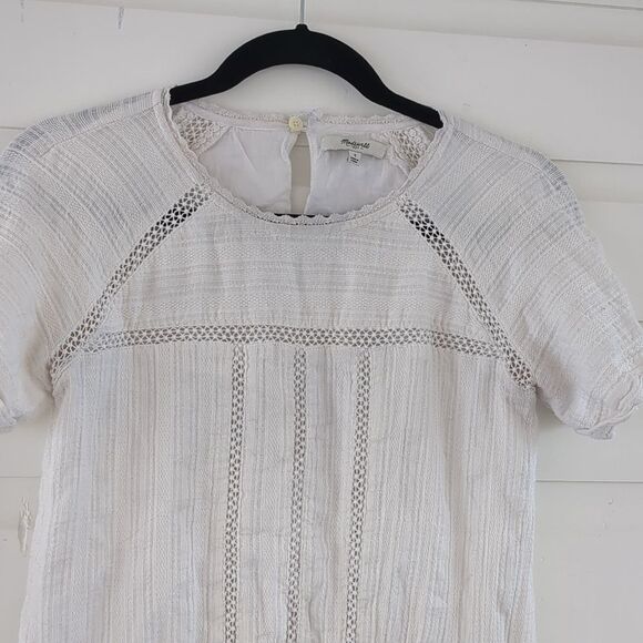 Madewell Summerhouse White Blouson Lace Trim Dress 4 - Picture 3 of 8